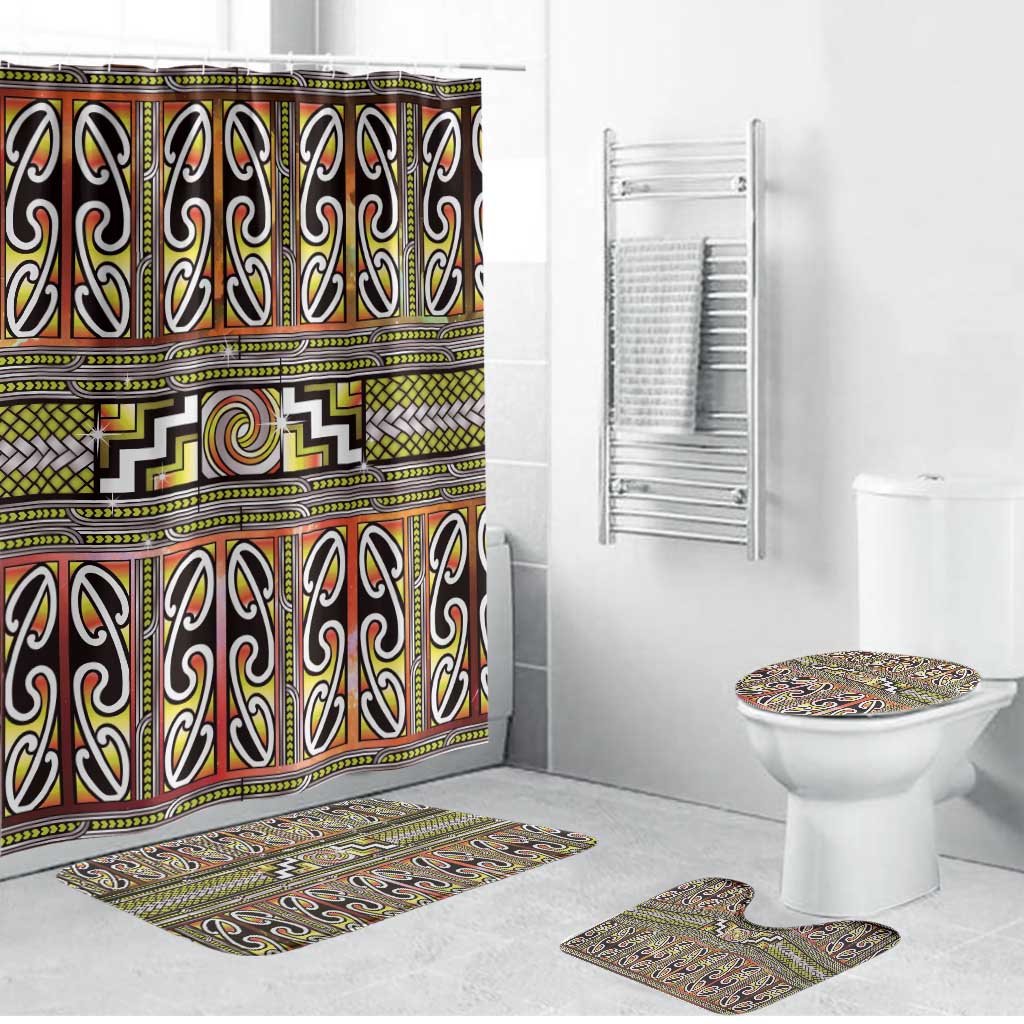 Maori Matariki Bathroom Set Yellow Galaxy Aesthetic Koru Art