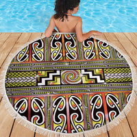 Maori Matariki Beach Blanket Yellow Galaxy Aesthetic Koru Art