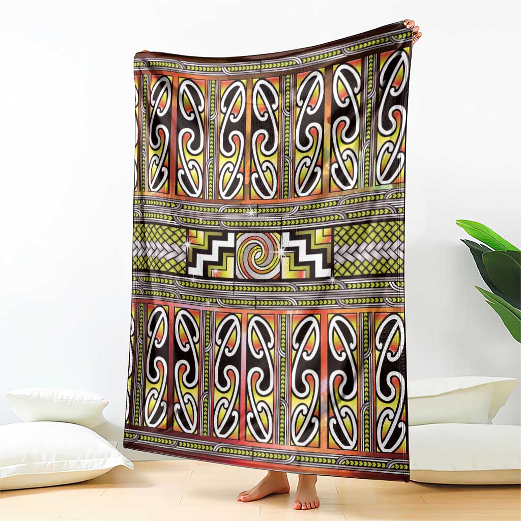 Maori Matariki Blanket Yellow Galaxy Aesthetic Koru Art