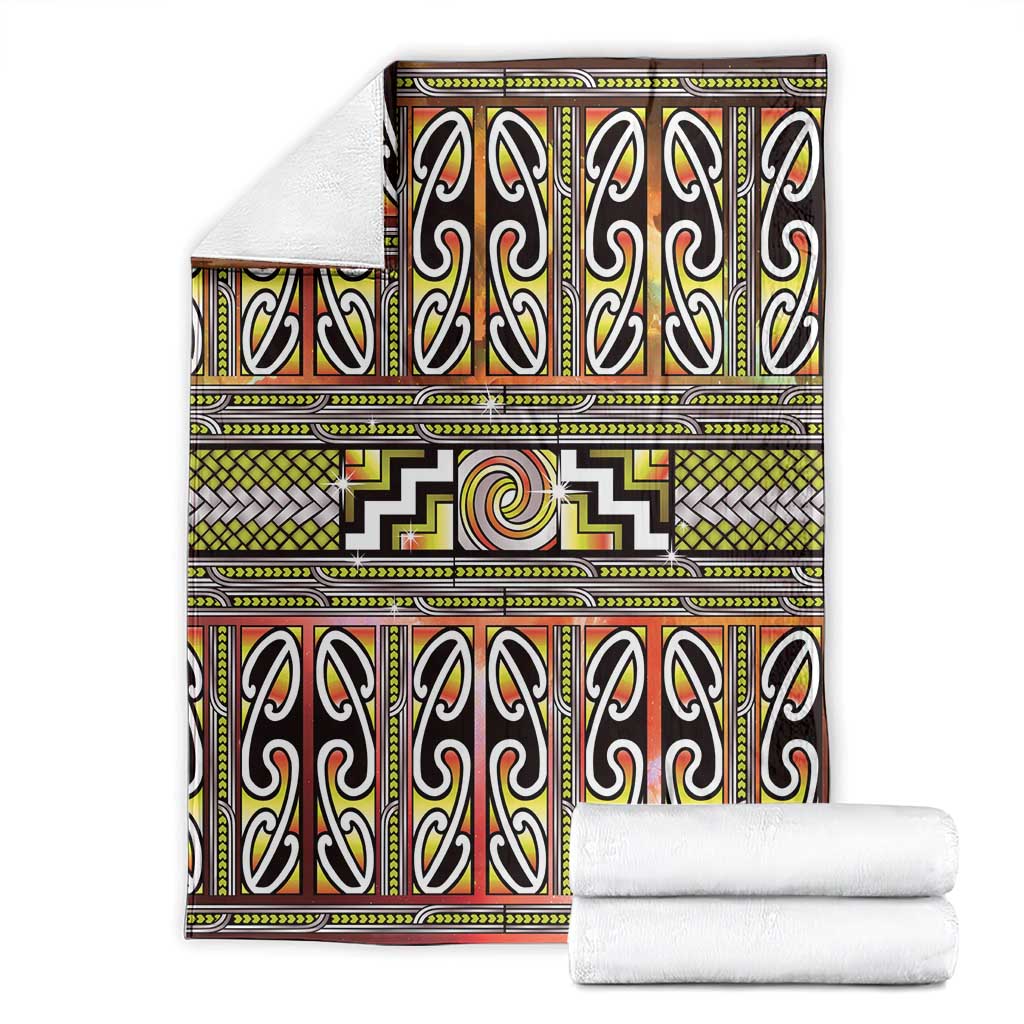 Maori Matariki Blanket Yellow Galaxy Aesthetic Koru Art