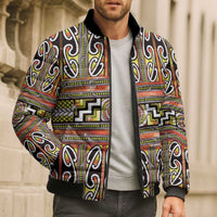 Maori Matariki Bomber Puffer Jacket Yellow Galaxy Aesthetic Koru Art