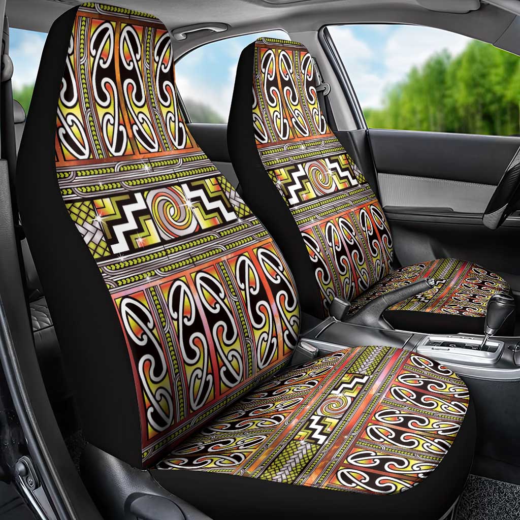 Maori Matariki Car Seat Cover Yellow Galaxy Aesthetic Koru Art LT01 - Polynesian Pride