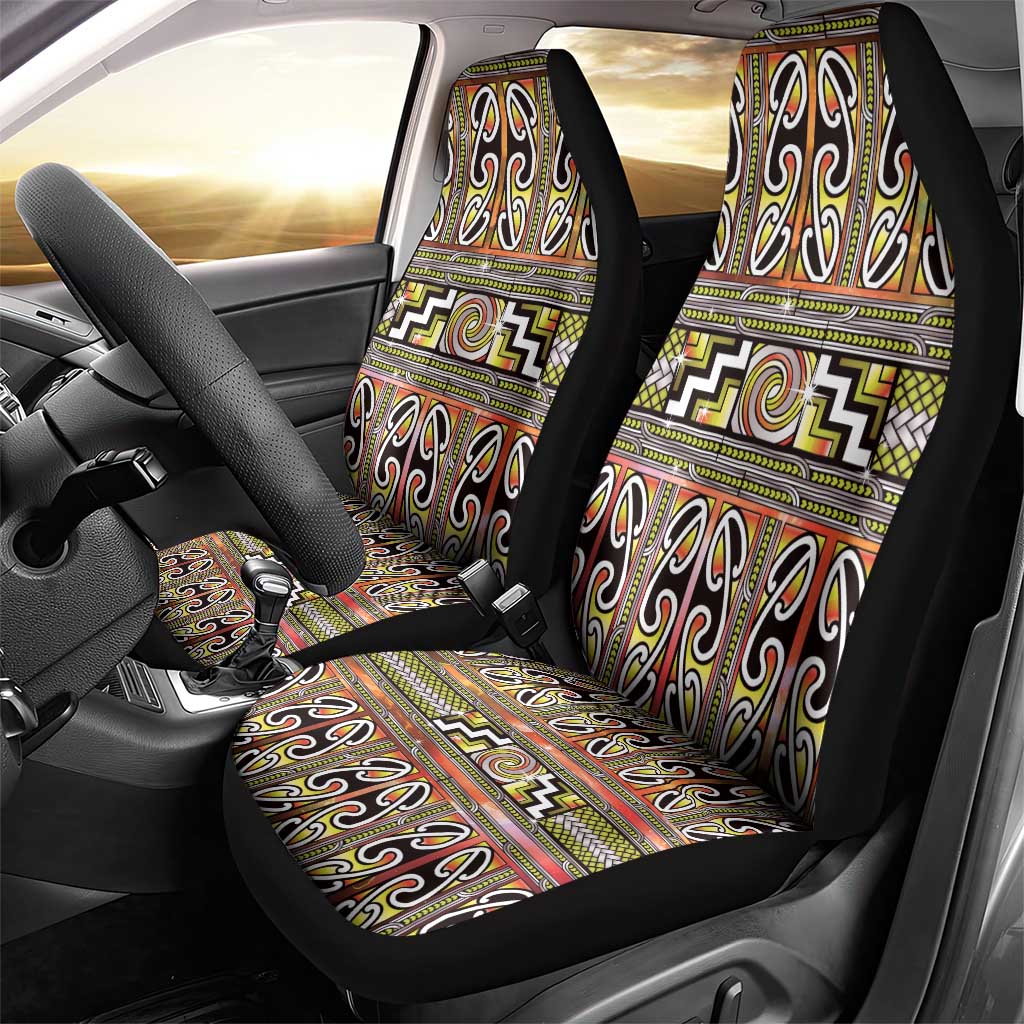 Maori Matariki Car Seat Cover Yellow Galaxy Aesthetic Koru Art LT01 - Polynesian Pride