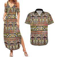 Maori Matariki Couples Matching Summer Maxi Dress and Hawaiian Shirt Yellow Galaxy Aesthetic Koru Art