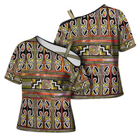 Maori Matariki Cross Shoulder Shirt Yellow Galaxy Aesthetic Koru Art