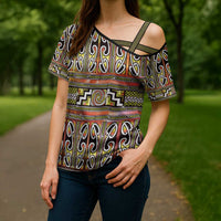 Maori Matariki Cross Shoulder Shirt Yellow Galaxy Aesthetic Koru Art
