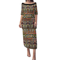 Maori Matariki Family Matching Puletasi and Hawaiian Shirt Yellow Galaxy Aesthetic Koru Art