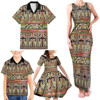 Maori Matariki Family Matching Tank Maxi Dress and Hawaiian Shirt Yellow Galaxy Aesthetic Koru Art