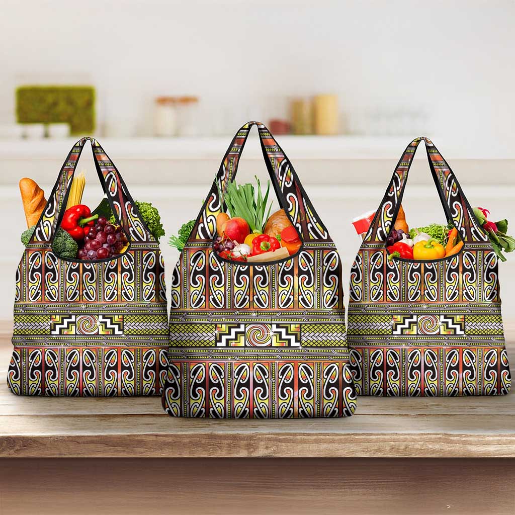 Maori Matariki Grocery Bag Yellow Galaxy Aesthetic Koru Art