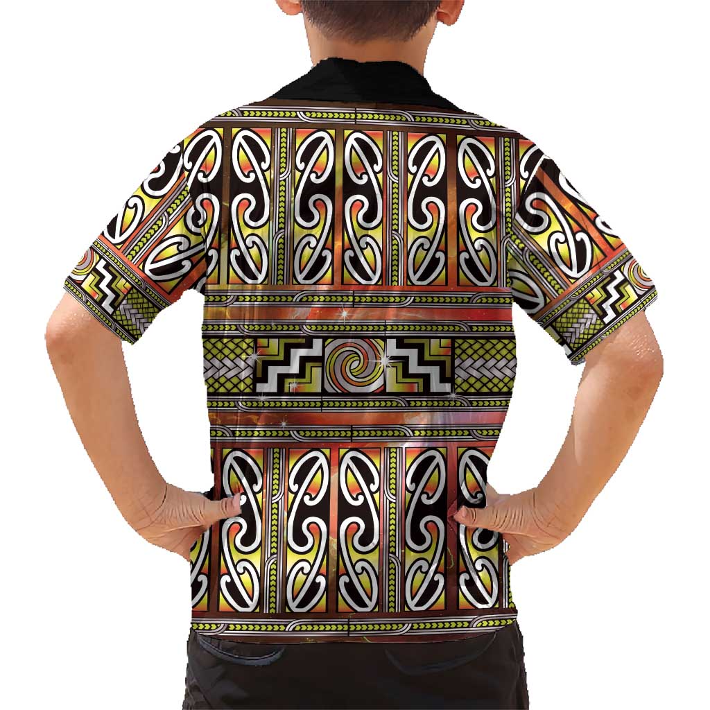 Maori Matariki Kid Hawaiian Shirt Yellow Galaxy Aesthetic Koru Art LT01 - Polynesian Pride