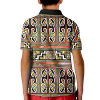 Maori Matariki Kid Polo Shirt Yellow Galaxy Aesthetic Koru Art LT01 - Polynesian Pride