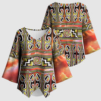 Maori Matariki Kimono Sleeve Blouse Yellow Galaxy Aesthetic Koru Art LT01 - Polynesian Pride