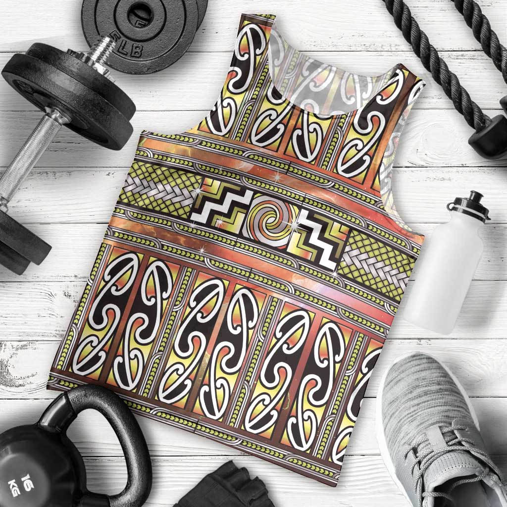 Maori Matariki Men Tank Top Yellow Galaxy Aesthetic Koru Art