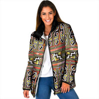 Maori Matariki Padded Jacket Yellow Galaxy Aesthetic Koru Art