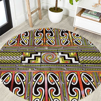 Maori Matariki Round Carpet Yellow Galaxy Aesthetic Koru Art