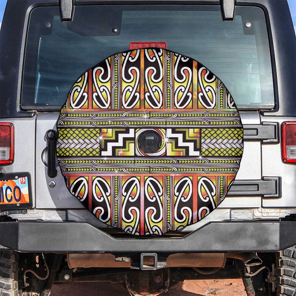 Maori Matariki Spare Tire Cover Yellow Galaxy Aesthetic Koru Art LT01 Yellow - Polynesian Pride