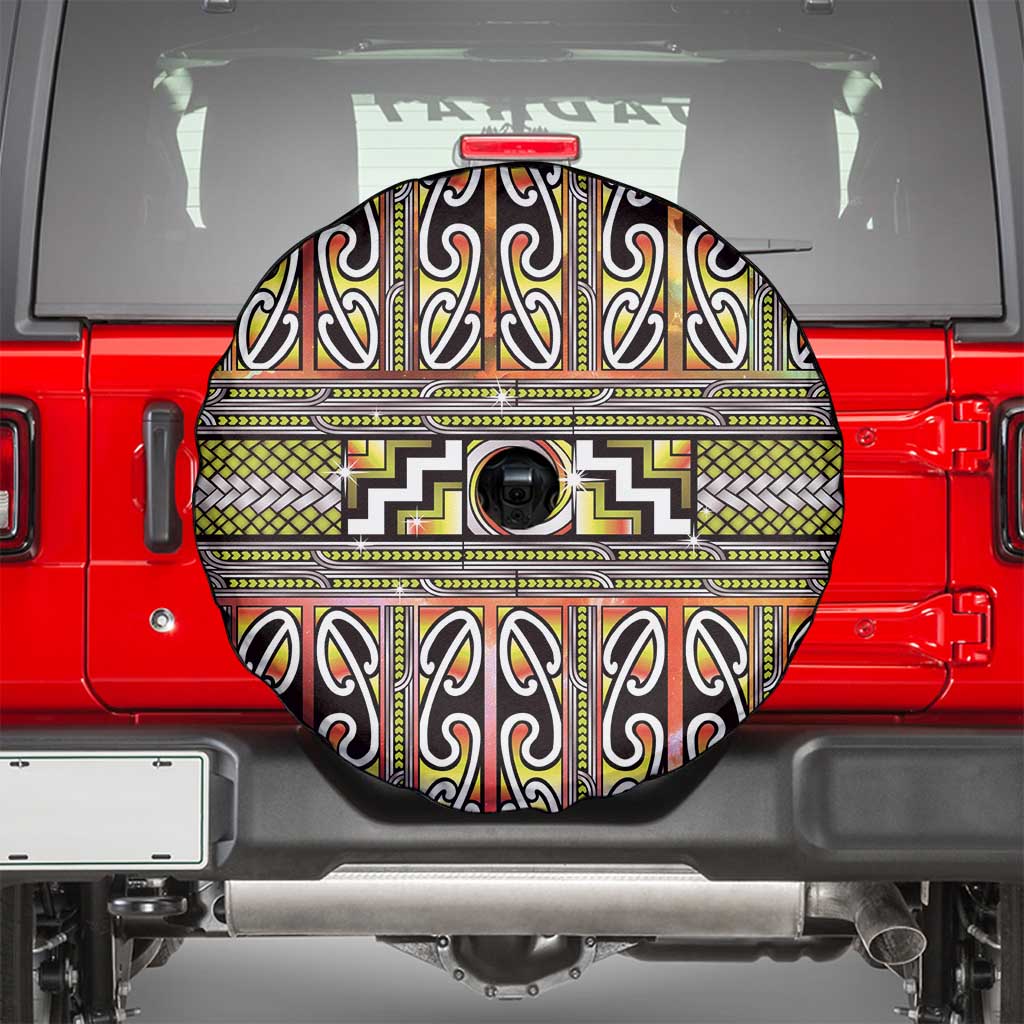 Maori Matariki Spare Tire Cover Yellow Galaxy Aesthetic Koru Art LT01 - Polynesian Pride