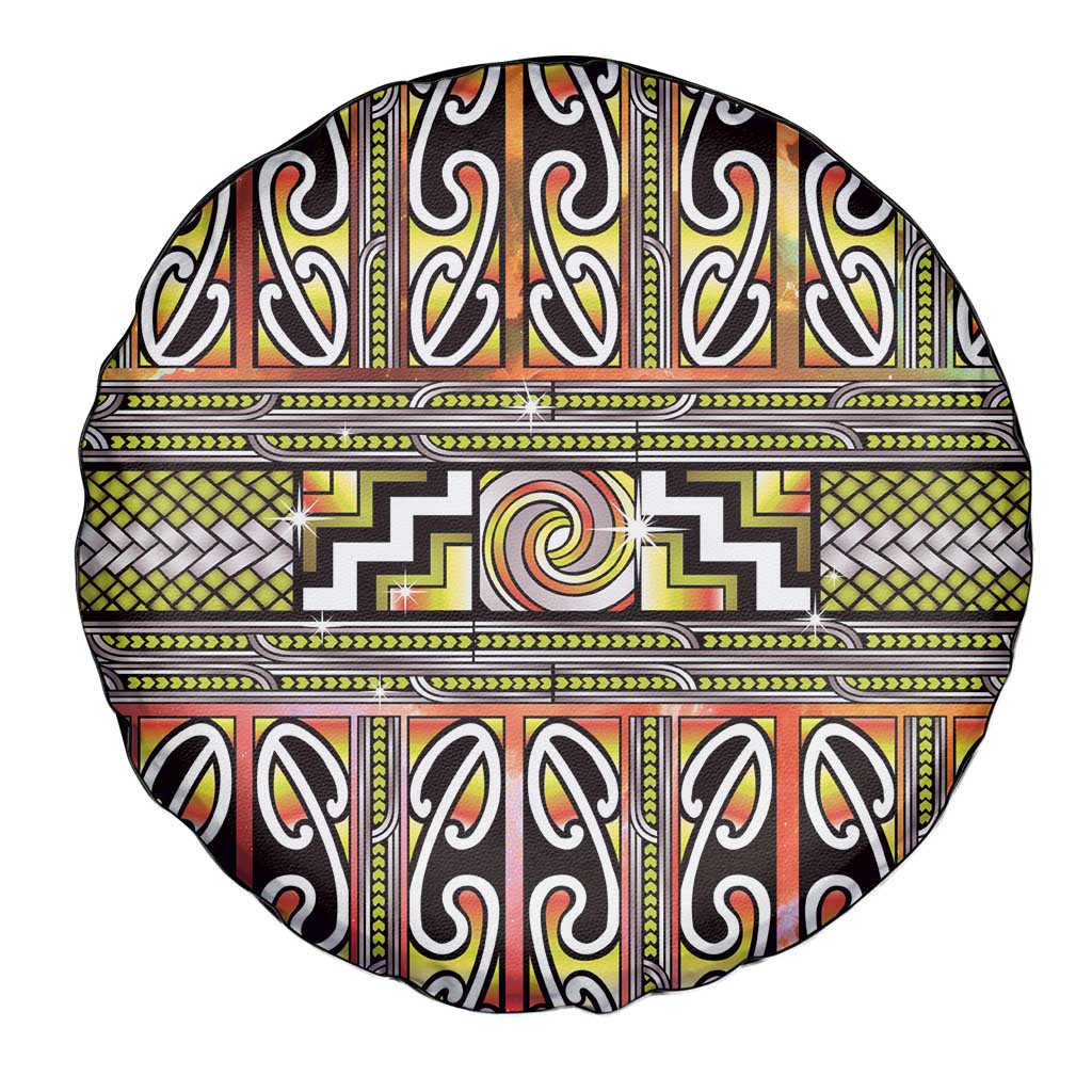 Maori Matariki Spare Tire Cover Yellow Galaxy Aesthetic Koru Art LT01 - Polynesian Pride