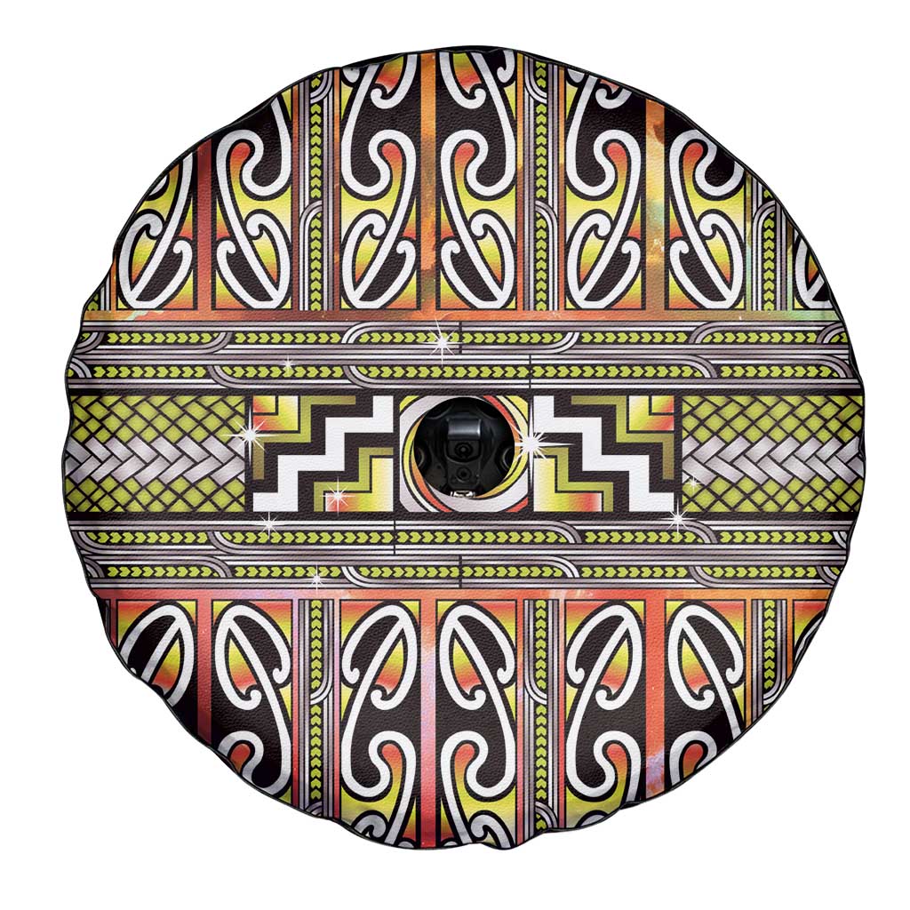 Maori Matariki Spare Tire Cover Yellow Galaxy Aesthetic Koru Art LT01 - Polynesian Pride