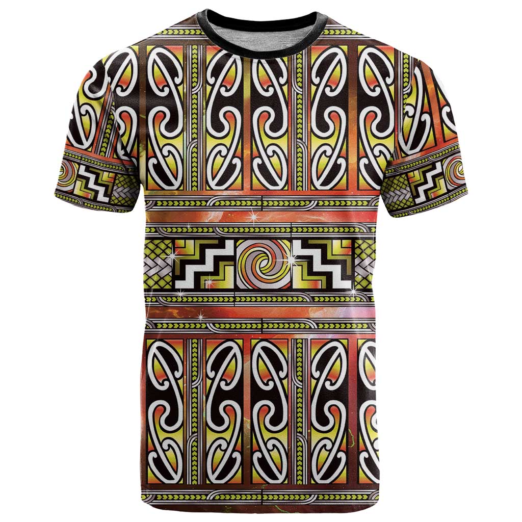 Maori Matariki T Shirt Yellow Galaxy Aesthetic Koru Art