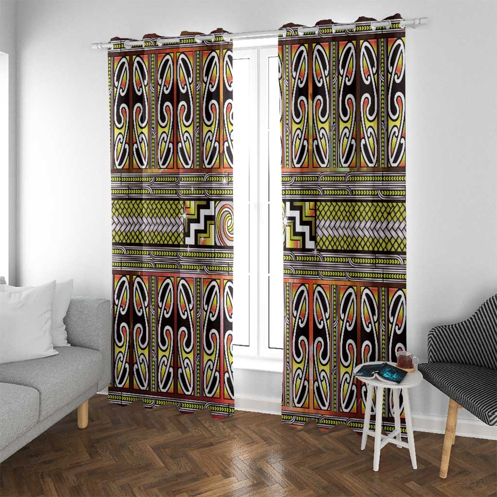 Maori Matariki Window Curtain Yellow Galaxy Aesthetic Koru Art