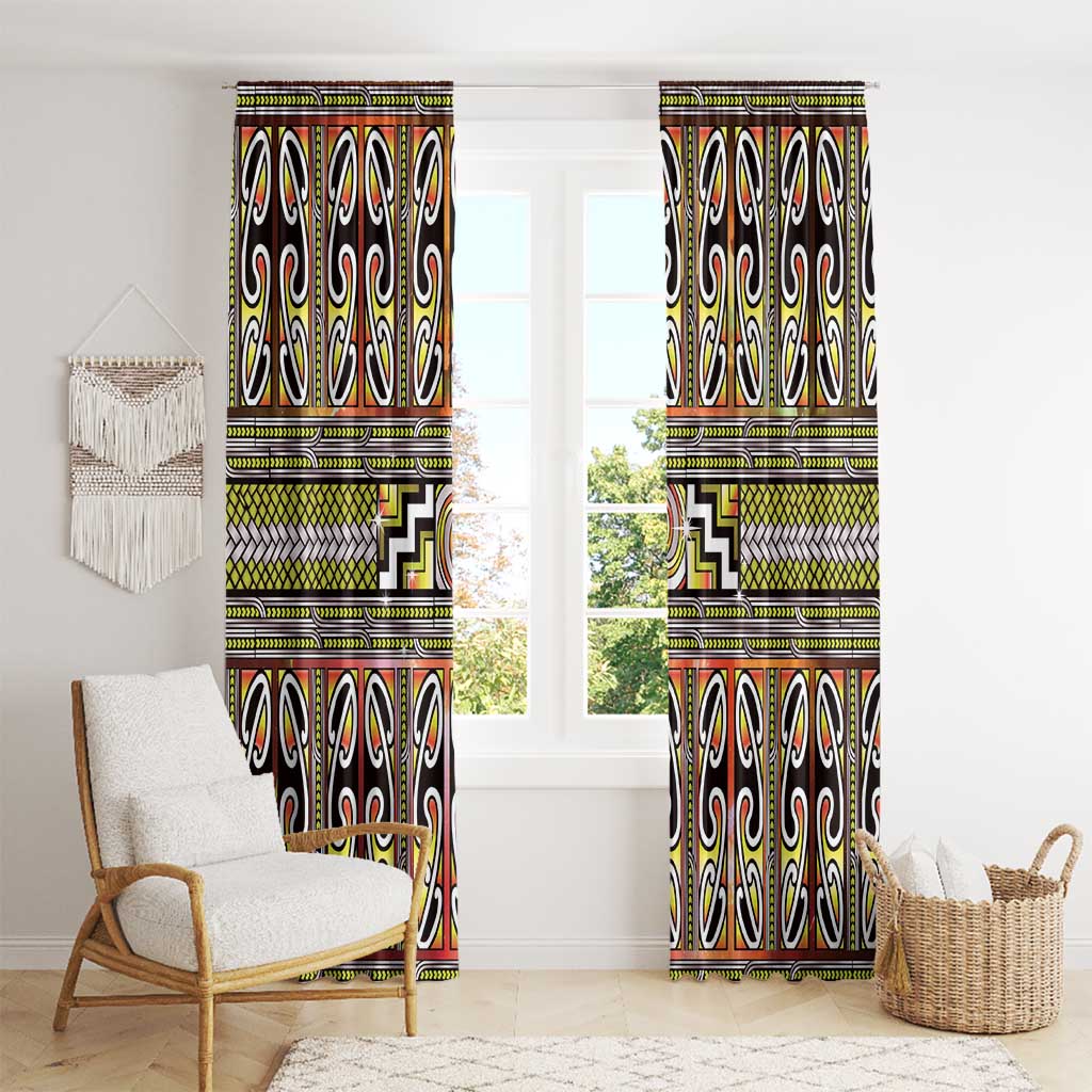 Maori Matariki Window Curtain Yellow Galaxy Aesthetic Koru Art