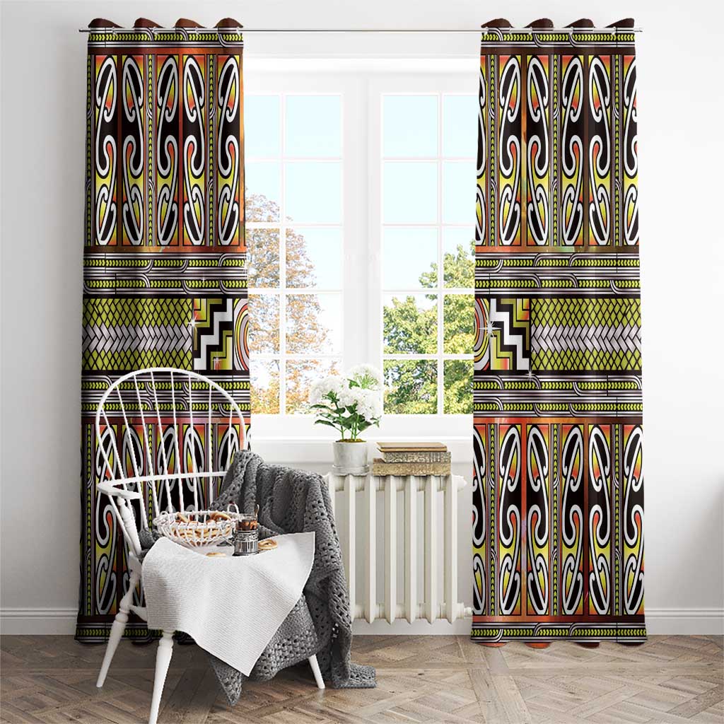 Maori Matariki Window Curtain Yellow Galaxy Aesthetic Koru Art