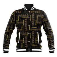 Hawaii Brown Plumeria Lei Black Baseball Jacket Frangipani Floral Heritage Art