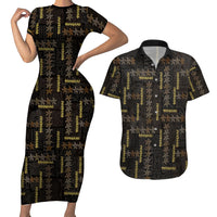 Hawaii Brown Plumeria Lei Black Couples Matching Short Sleeve Bodycon Dress and Hawaiian Shirt Frangipani Floral Heritage Art