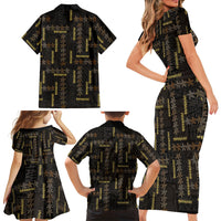 Hawaii Brown Plumeria Lei Black Family Matching Short Sleeve Bodycon Dress and Hawaiian Shirt Frangipani Floral Heritage Art