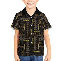 Hawaii Brown Plumeria Lei Black Family Matching Summer Maxi Dress and Hawaiian Shirt Frangipani Floral Heritage Art