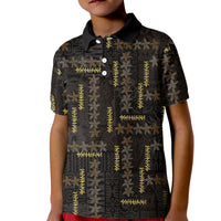 Hawaii Brown Plumeria Lei Black Kid Polo Shirt Frangipani Floral Heritage Art