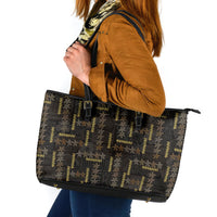 Hawaii Brown Plumeria Lei Black Leather Tote Bag Frangipani Floral Heritage Art