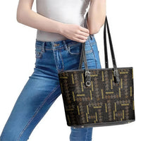 Hawaii Brown Plumeria Lei Black Leather Tote Bag Frangipani Floral Heritage Art