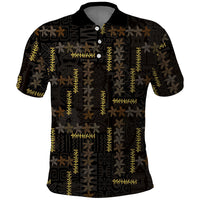 Hawaii Brown Plumeria Lei Black Polo Shirt Frangipani Floral Heritage Art
