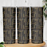 Hawaii Brown Plumeria Lei Black Skinny Tumbler Frangipani Floral Heritage Art