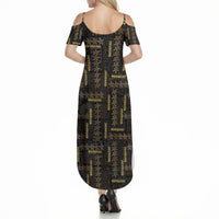 Hawaii Brown Plumeria Lei Black Summer Maxi Dress Frangipani Floral Heritage Art LT01 - Polynesian Pride