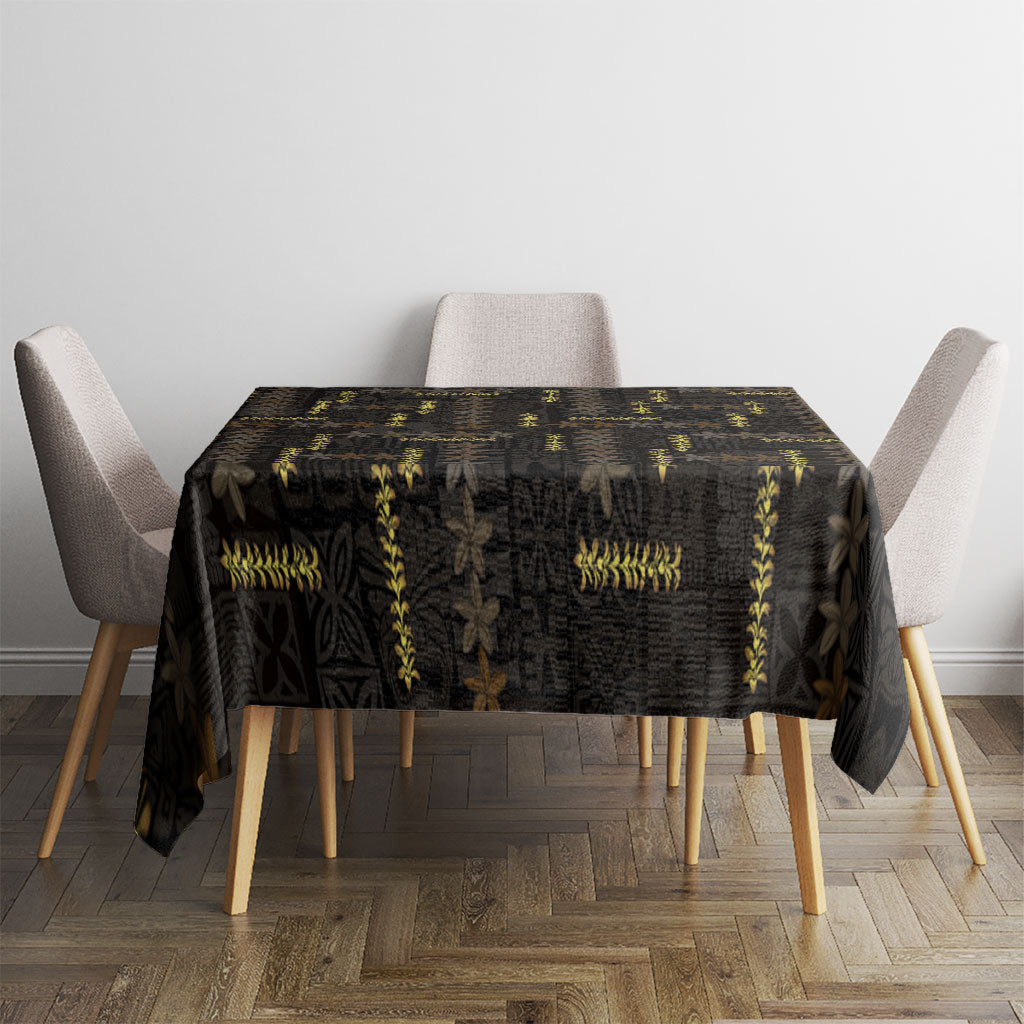 Hawaii Brown Plumeria Lei Black Tablecloth Frangipani Floral Heritage Art