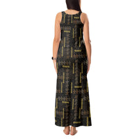 Hawaii Brown Plumeria Lei Black Tank Maxi Dress Frangipani Floral Heritage Art