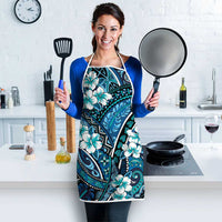 Polynesian Hibiscus Tropical Blue Floral Apron Tribal Pattern - Polynesian Pride