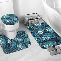 Polynesian Hibiscus Tropical Blue Floral Bathroom Set Tribal Pattern - Polynesian Pride