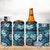 Polynesian Hibiscus Tropical Blue Floral 4 in 1 Can Cooler Tumbler Tribal Pattern - Polynesian Pride
