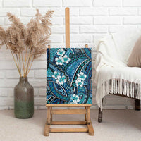 Polynesian Hibiscus Tropical Blue Floral Canvas Wall Art Tribal Pattern - Polynesian Pride