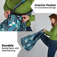 Polynesian Hibiscus Tropical Blue Floral Grocery Bag Tribal Pattern - Polynesian Pride