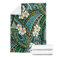 Polynesian Hibiscus Tropical Green Floral Blanket Tribal Pattern - Polynesian Pride