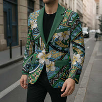 Polynesian Hibiscus Tropical Green Floral Blazer Tribal Pattern - Polynesian Pride