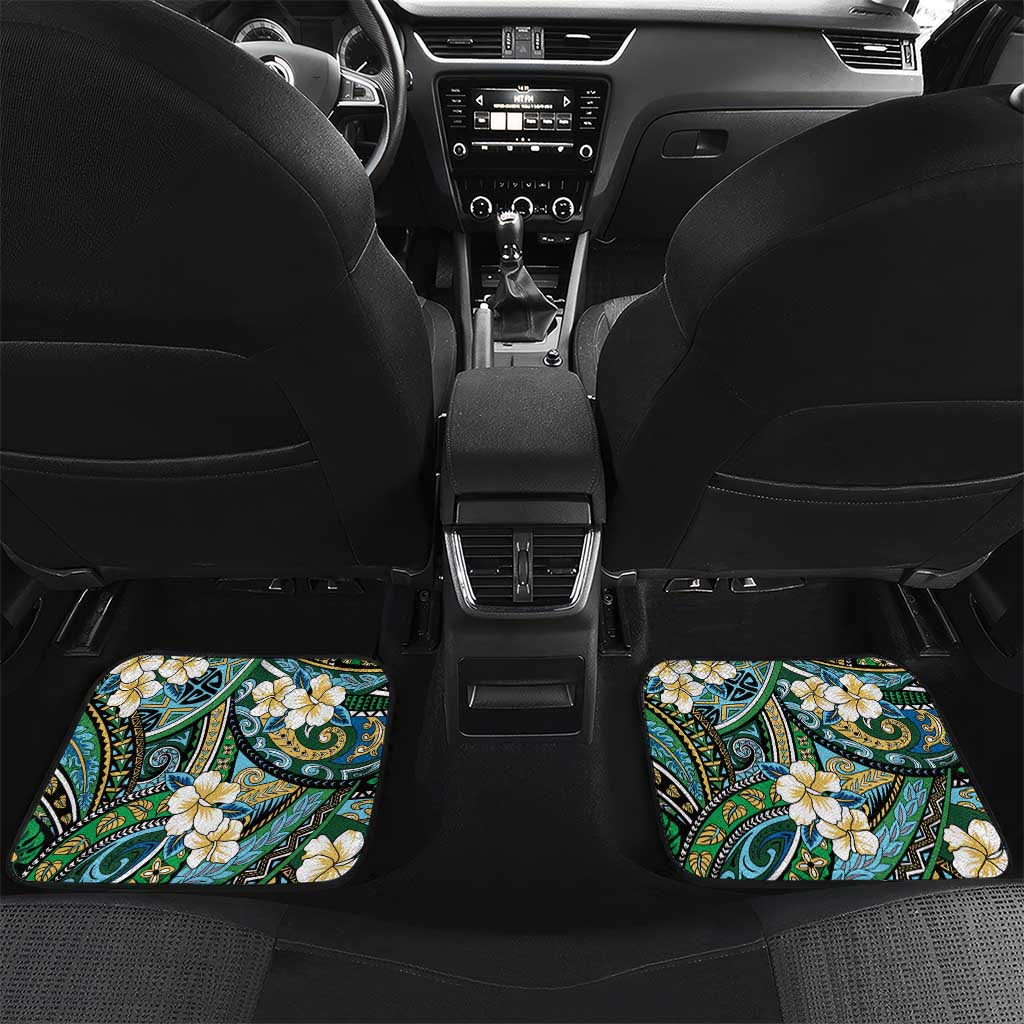 Polynesian Hibiscus Tropical Green Floral Car Mats Tribal Pattern - Polynesian Pride