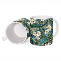 Polynesian Hibiscus Tropical Green Floral Ceramic Mug Tribal Pattern - Polynesian Pride