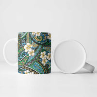 Polynesian Hibiscus Tropical Green Floral Ceramic Mug Tribal Pattern - Polynesian Pride