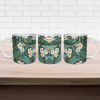 Polynesian Hibiscus Tropical Green Floral Ceramic Mug Tribal Pattern - Polynesian Pride